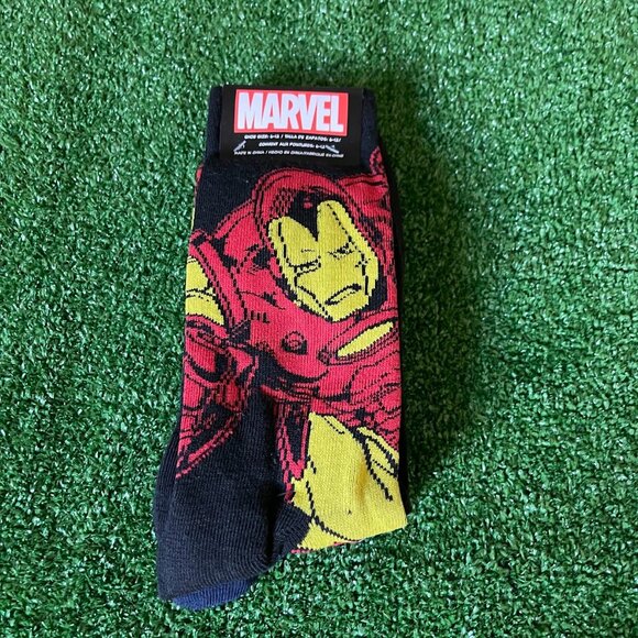 Marvel Set of 2 Ironman plus Avengers Hero Logo Casual Crew Socks Size 6-12 NEW - Picture 2 of 7
